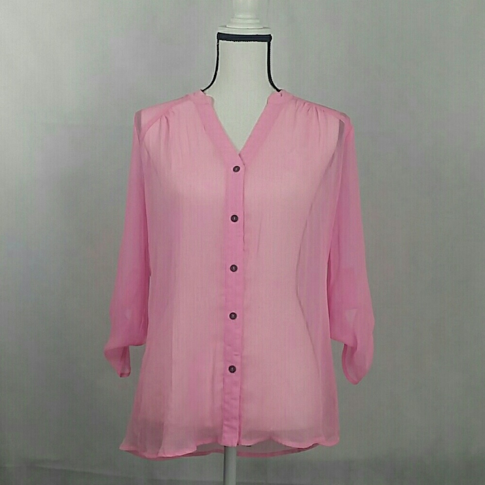 Womens No boundaries L/G (11-13) Sheer Top Pink